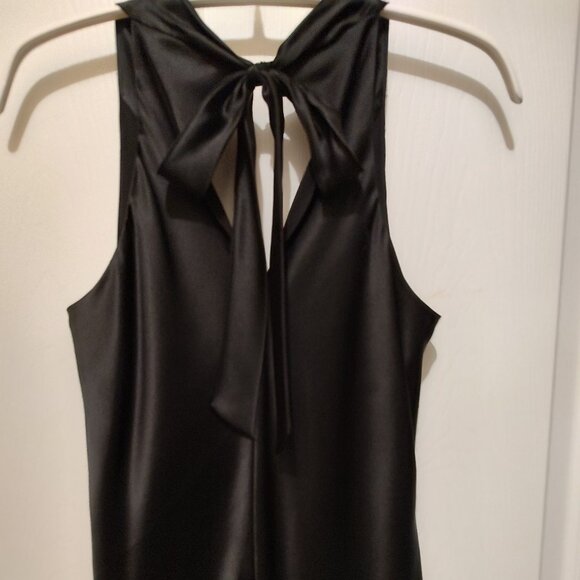 BANANA REPUBLIC DRAPED COWL NECK TANK 100% SILK SLVLS LINED BLACK NWOT SMALL - Picture 6 of 7